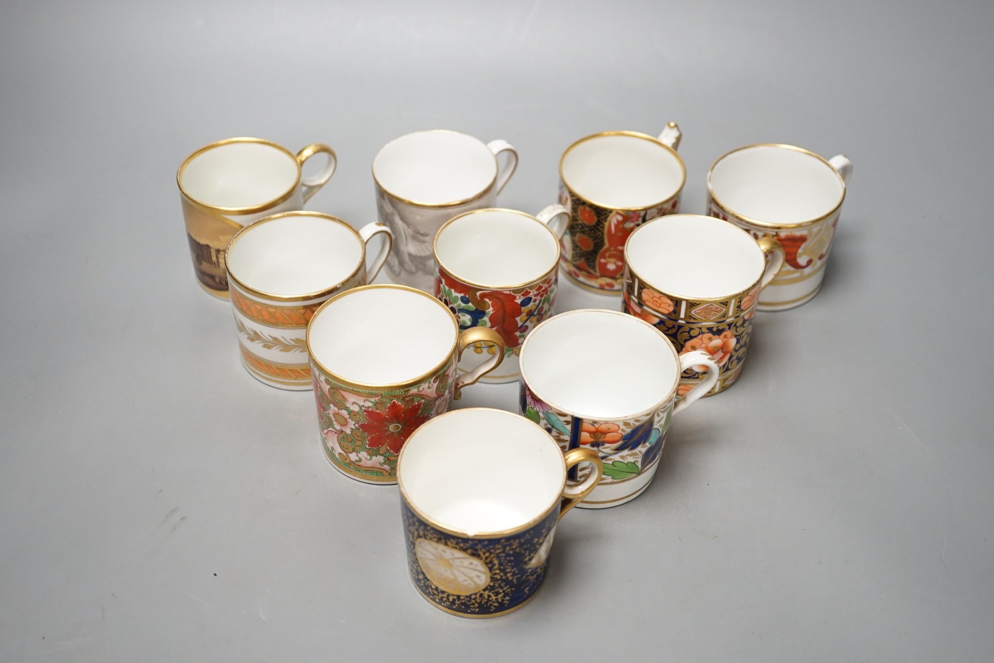 Ten various early 19th century English porcelain coffee cans